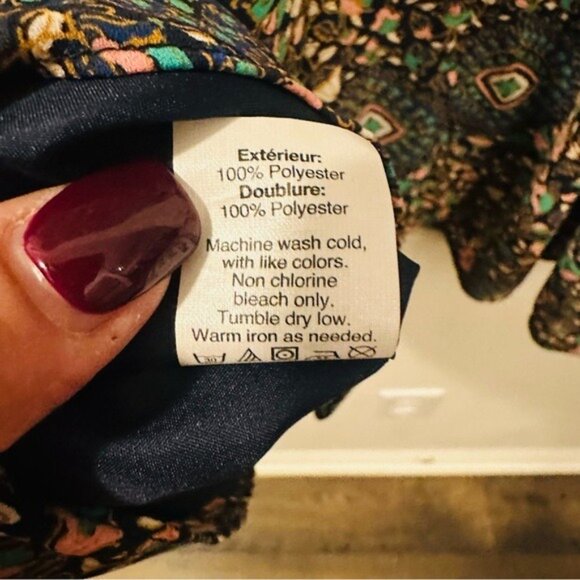 J.Crew Short-sleeve flutter Floral Patterned  Dress Navy Pink Begonia Size 00 - Picture 10 of 13